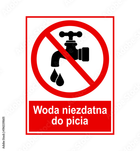 znak zakazujący picia wody z kranu, plik wektorowy
