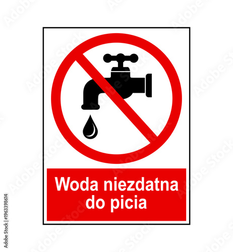 znak zakazujący picia wody z kranu, plik wektorowy