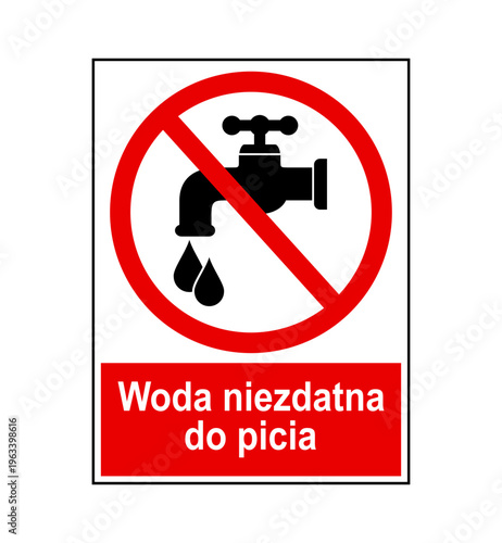 znak zakazujący picia wody z kranu, plik wektorowy