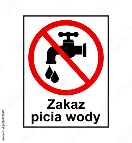 znak zakazujący picia wody z kranu, plik wektorowy