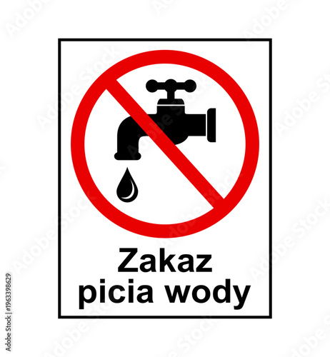 znak zakazujący picia wody z kranu, plik wektorowy