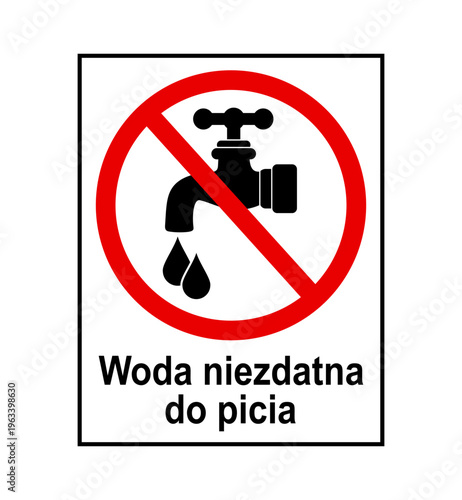 znak zakazujący picia wody z kranu, plik wektorowy