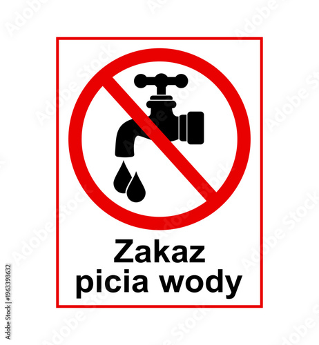 znak zakazujący picia wody z kranu, plik wektorowy