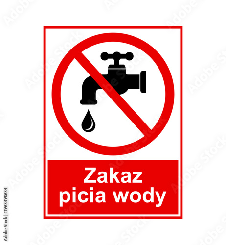 znak zakazujący picia wody z kranu, plik wektorowy