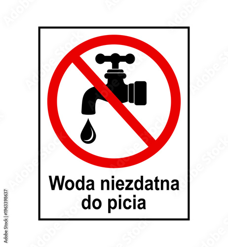 znak zakazujący picia wody z kranu, plik wektorowy