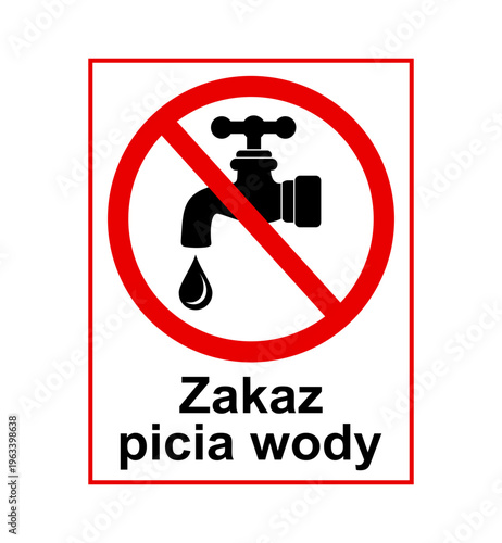 znak zakazujący picia wody z kranu, plik wektorowy