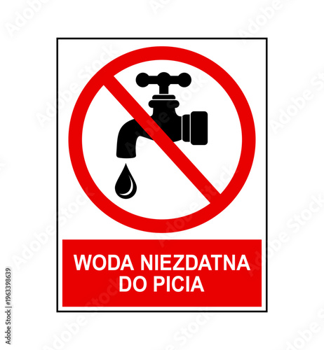 znak zakazujący picia wody z kranu, plik wektorowy