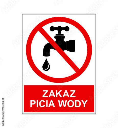 znak zakazujący picia wody z kranu, plik wektorowy