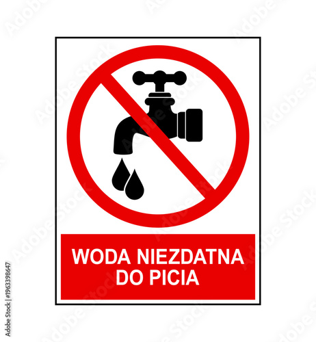 znak zakazujący picia wody z kranu, plik wektorowy