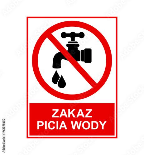 znak zakazujący picia wody z kranu, plik wektorowy