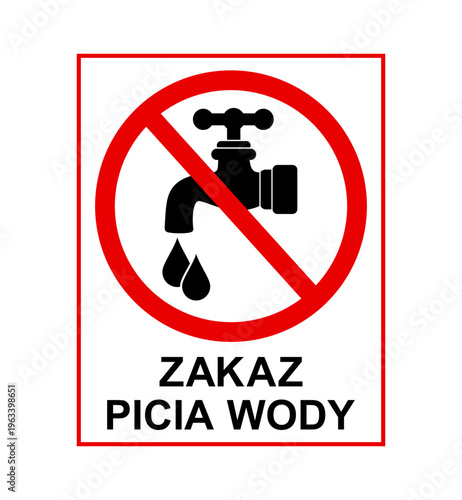 znak zakazujący picia wody z kranu, plik wektorowy