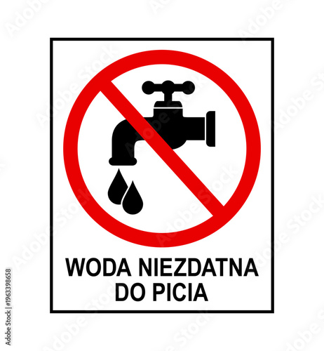 znak zakazujący picia wody z kranu, plik wektorowy