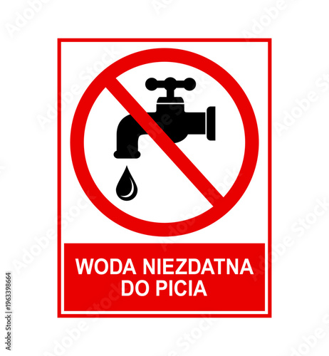 znak zakazujący picia wody z kranu, plik wektorowy