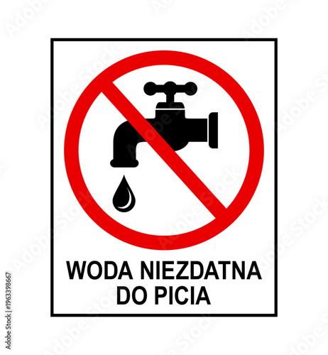 znak zakazujący picia wody z kranu, plik wektorowy