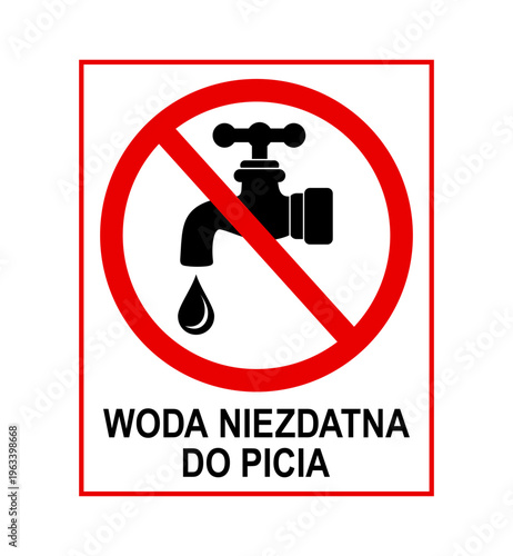 znak zakazujący picia wody z kranu, plik wektorowy