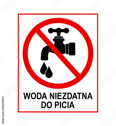 znak zakazujący picia wody z kranu, plik wektorowy