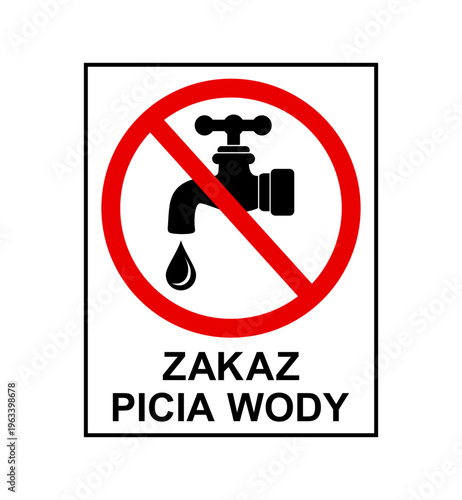 znak zakazujący picia wody z kranu, plik wektorowy