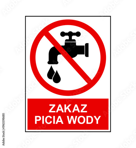 znak zakazujący picia wody z kranu, plik wektorowy