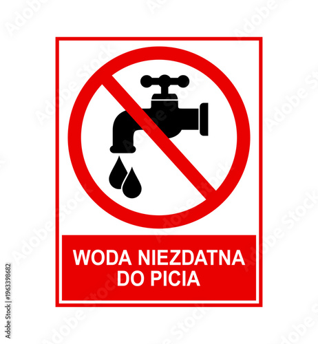 znak zakazujący picia wody z kranu, plik wektorowy