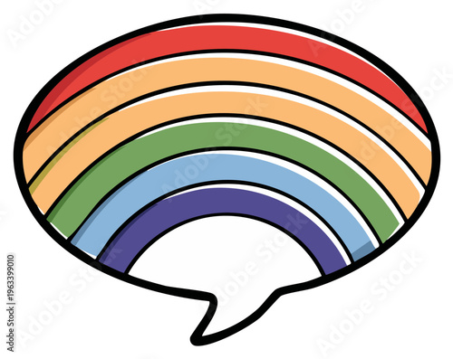 Speech bubble with rainbow colors symbolizing communication and positivity