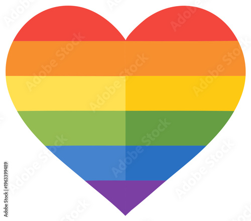 Rainbow Striped Heart Symbol of Equality, Love, Diversity and Inclusiveness