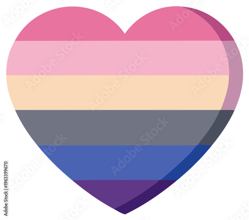 Pride Heart Symbol for Gender Fluidity and Fluid Identity
