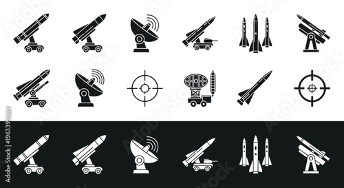 Military Missile and Radar System Icon Set