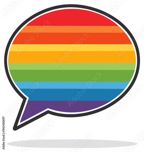 Rainbow Colored Speech Bubble, LGBTQ Pride Month Concept, Multicolored Diversity Graphic