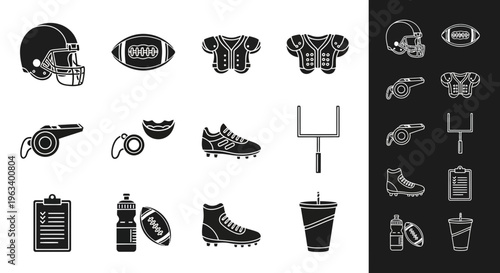 American Football Equipment Icon Set