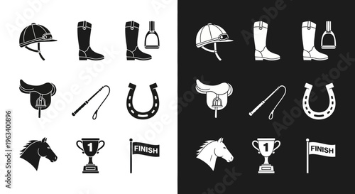 Equestrian Horse Racing Icons Set