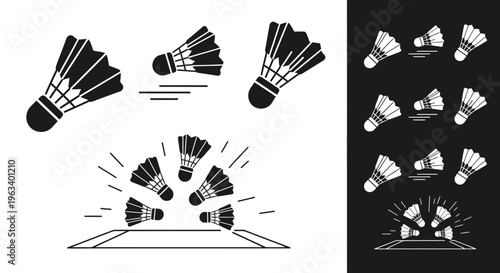 Badminton Shuttlecock Icon Set Vector Illustration