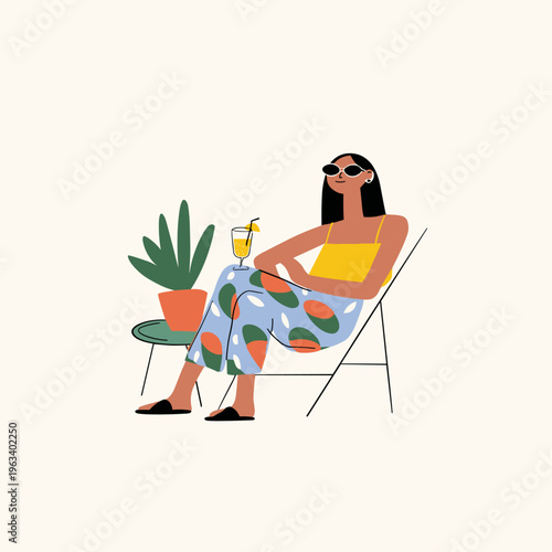 Woman Reclining in Zero Gravity Chair