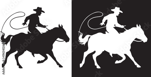 Cowboy on a horse silhouette  ,vector