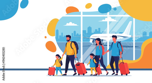 Family Traveling Together With Luggage At Airport 4.