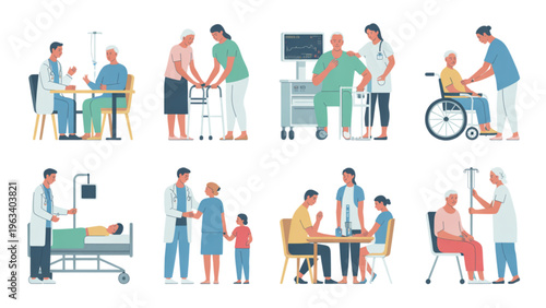 Diverse group of healthcare professionals collaborating in a medical setting