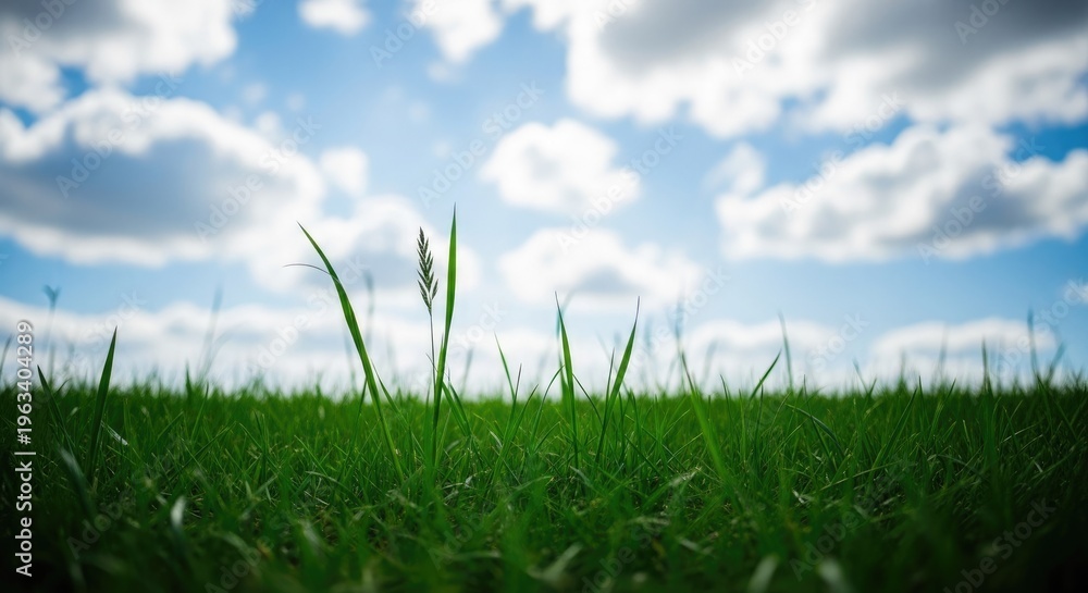 Obraz premium Celebrating world environment day with a serene green landscape and blue sky