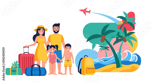 Happy Family Ready for Vacation Adventure 1.