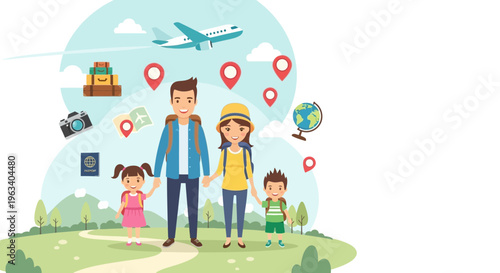 Happy family ready for vacation adventure together 1.