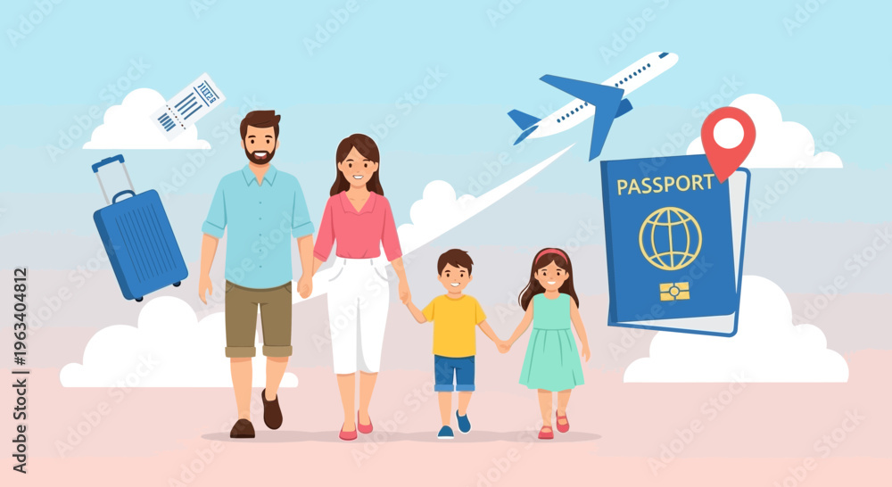 Fototapeta premium Happy Family Traveling Together on Vacation 2.