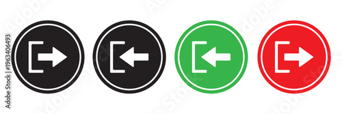 Login and logout Arrow Icons Set. Navigation Direction UI Symbols Pack. Perfect for UI/UX design, mobile apps, web interfaces, dashboards, and navigation systems.