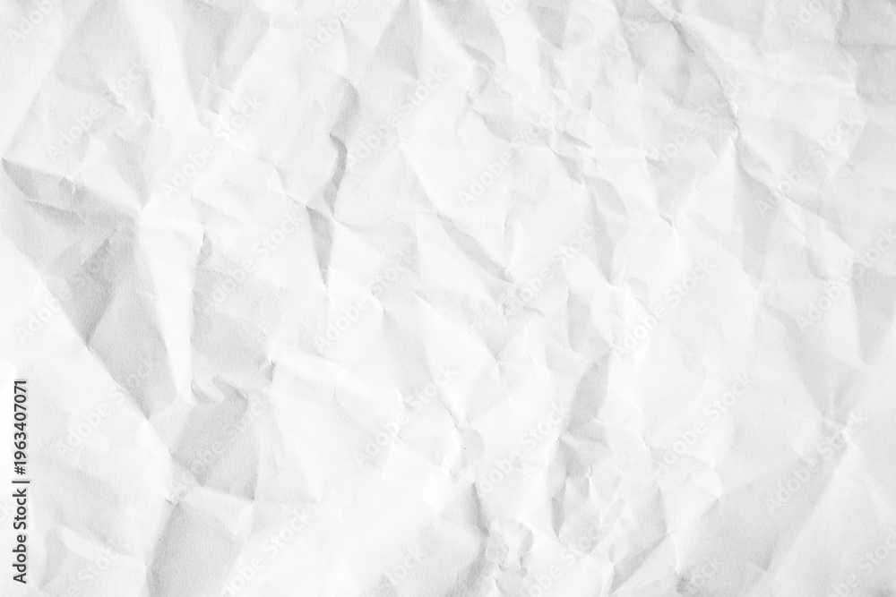 Fototapeta premium Crumpled white paper texture, clean minimal background, PNG transparent 