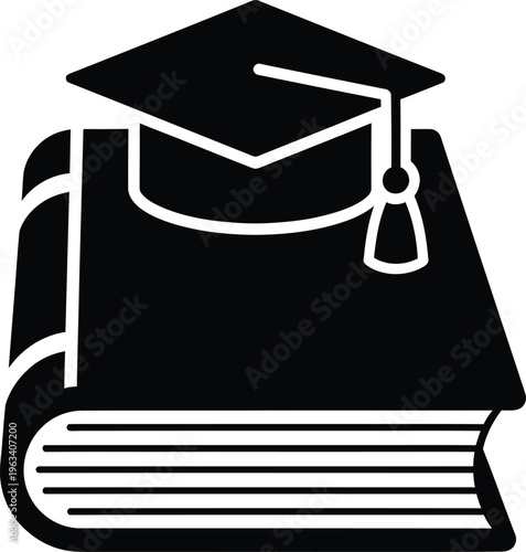 Vector illustration of a graduation cap on top of a book for education and learning