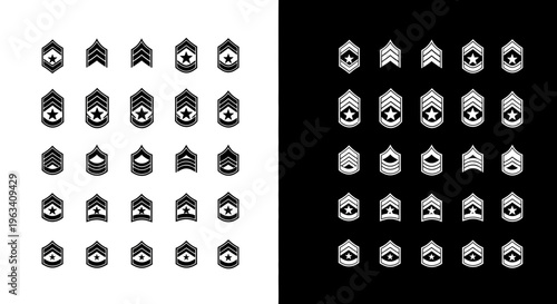 Military Rank Insignia Icons Set