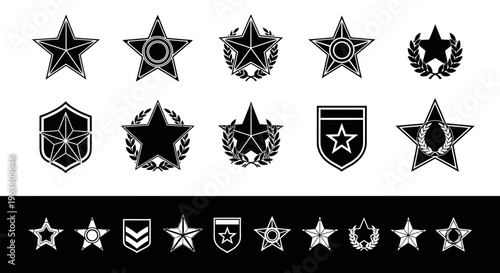 Set of Military Star Emblems and Badges