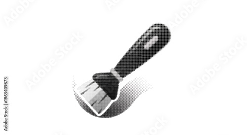 Halftone illustration of a trowel with a shadow on white background