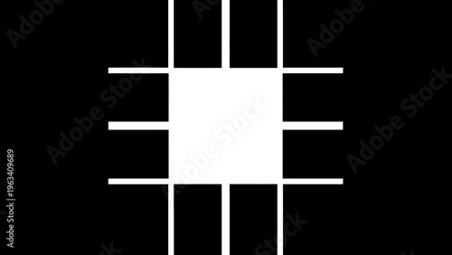 geometric pattern white square on black forms an abstract minimalist grid perfect for modern digital backgrounds and tech designs