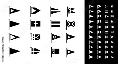 Set of Various Nautical and Decorative Flag Icons