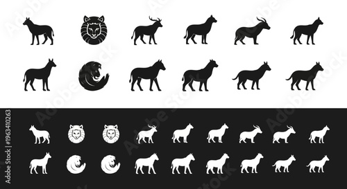 Set of Minimalist Animal Silhouettes and Icons