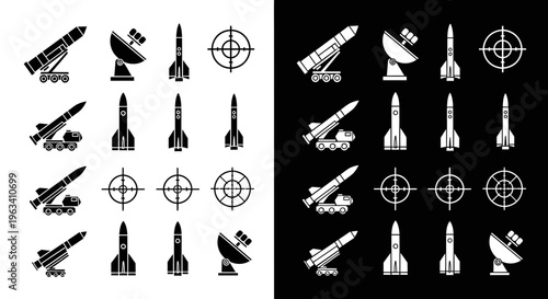 Military Missile and Radar Icon Set