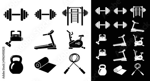 Gym and Fitness Equipment Icon Set